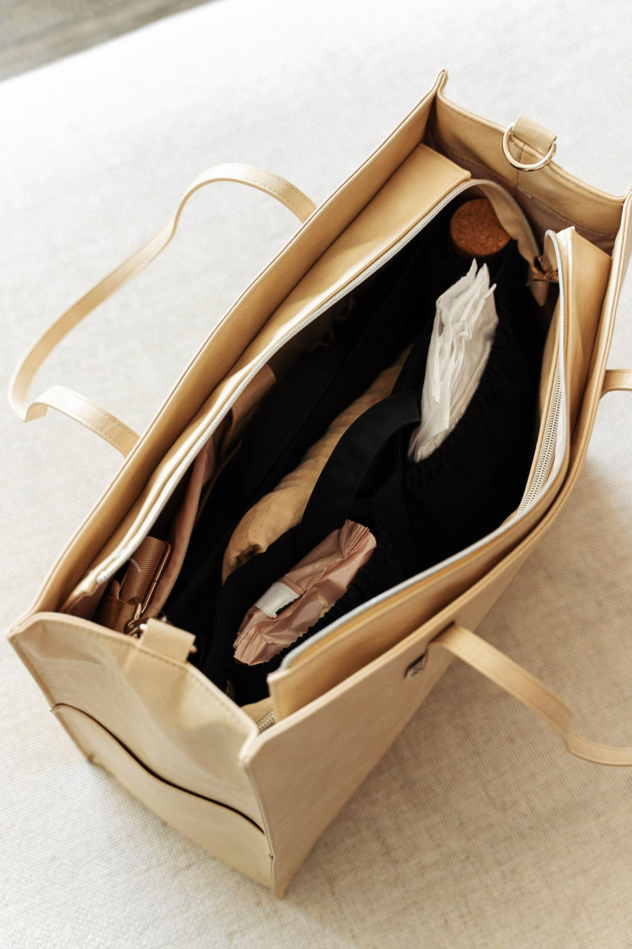 Tote Insert Black Inside Organizing Beige Tote