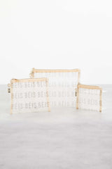Mesh Pouch Trio Beige Front Three Piece